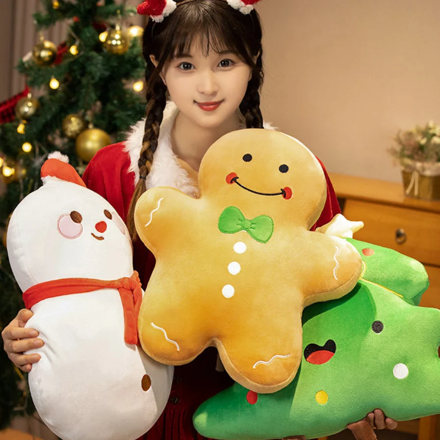 Christmas Plush Pillow β Gingerbread, Tree & Snowman Cushions - Image 2