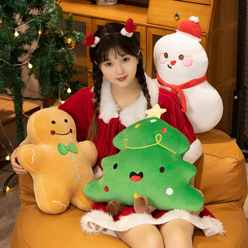 Christmas Plush Pillow β Gingerbread, Tree & Snowman Cushions - Image 4