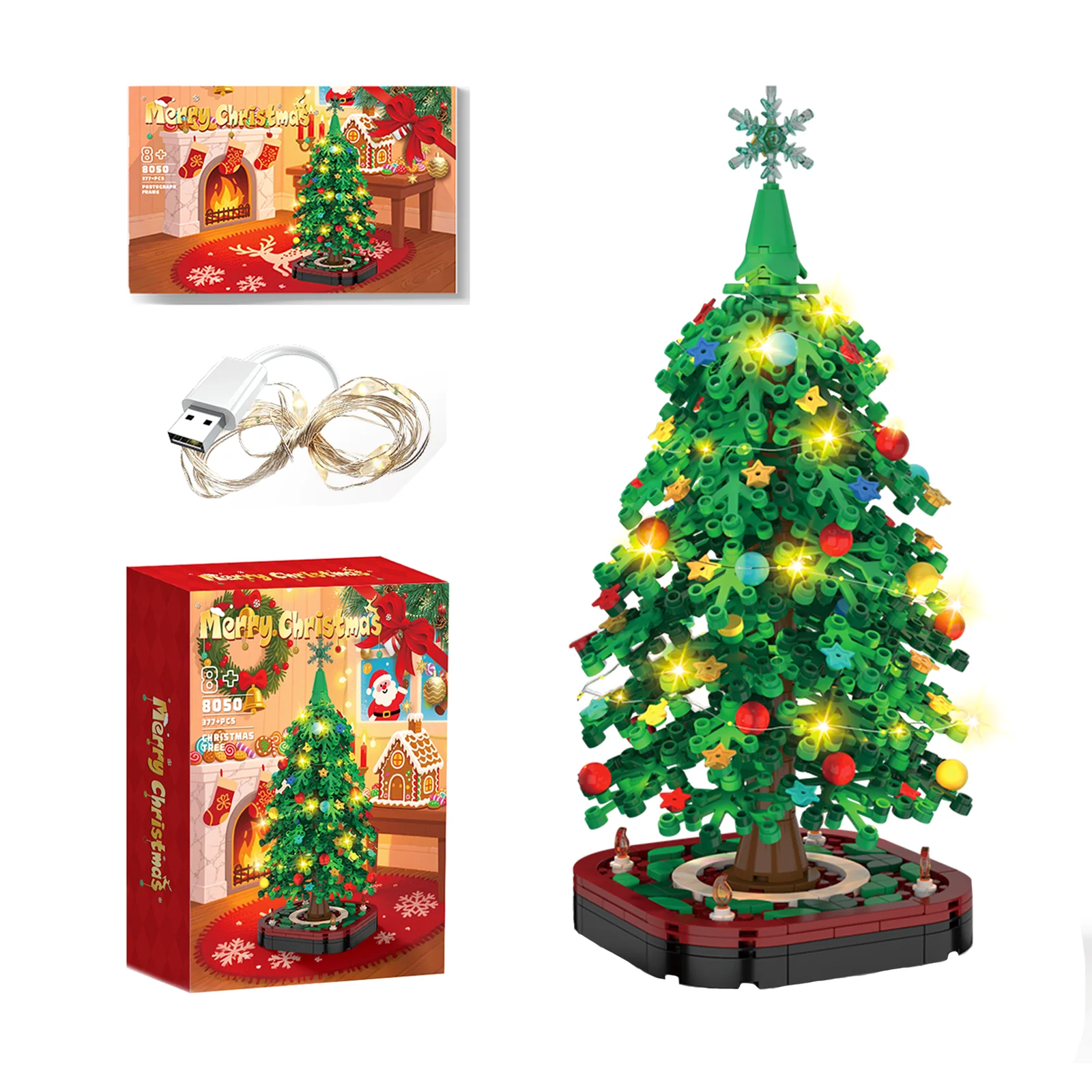 Christmas Tree Building Block Ornament Set β Creative DIY Holiday Toy Decoration Kit