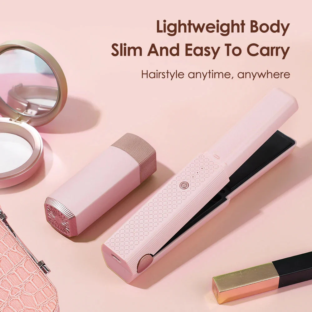 Cordless USB Mini Hair Straightener & Curler with Ceramic Plates - Image 2