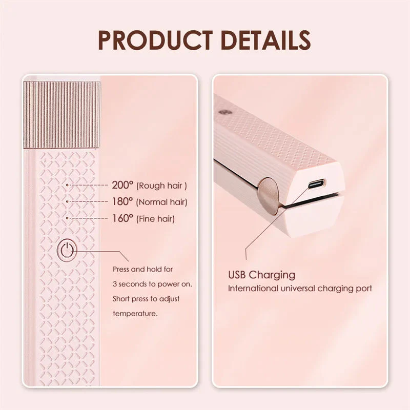 Cordless USB Mini Hair Straightener & Curler with Ceramic Plates - Image 5