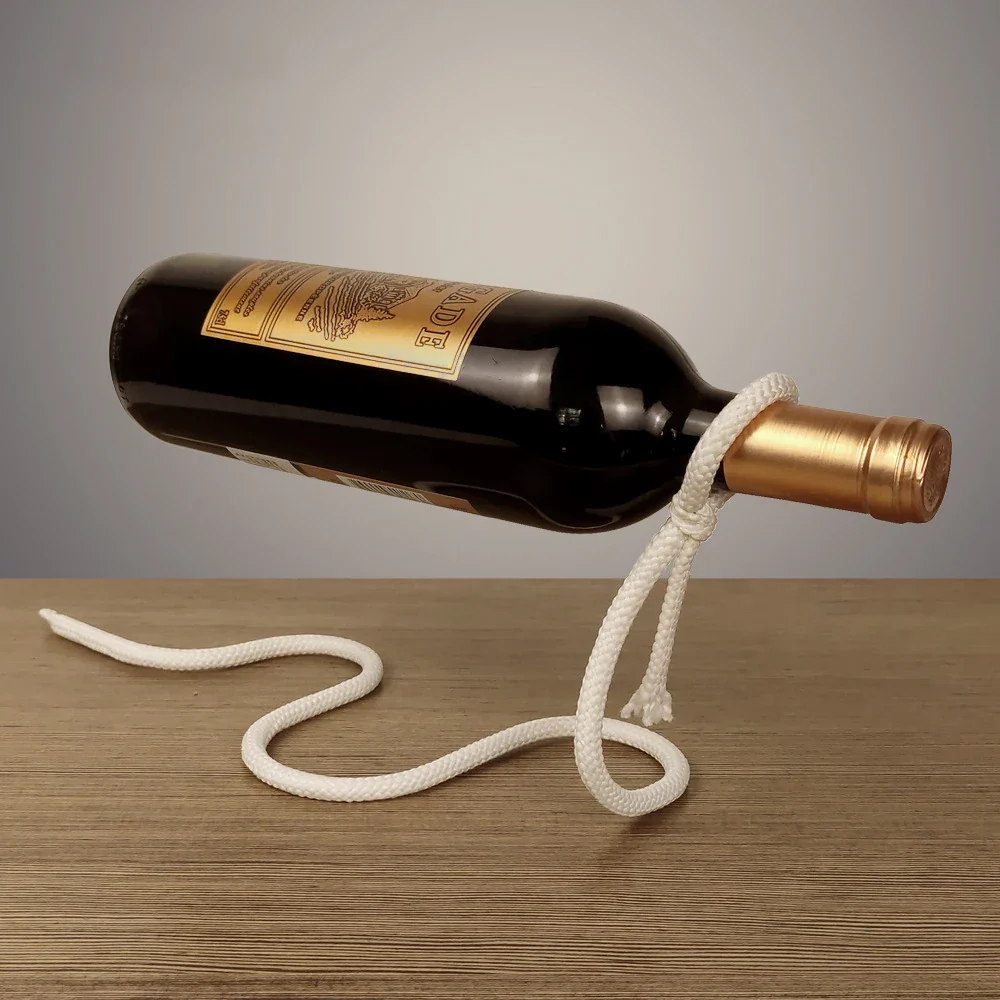Creative Rope-Style Wine Bottle Rack (Floating Illusion Display)