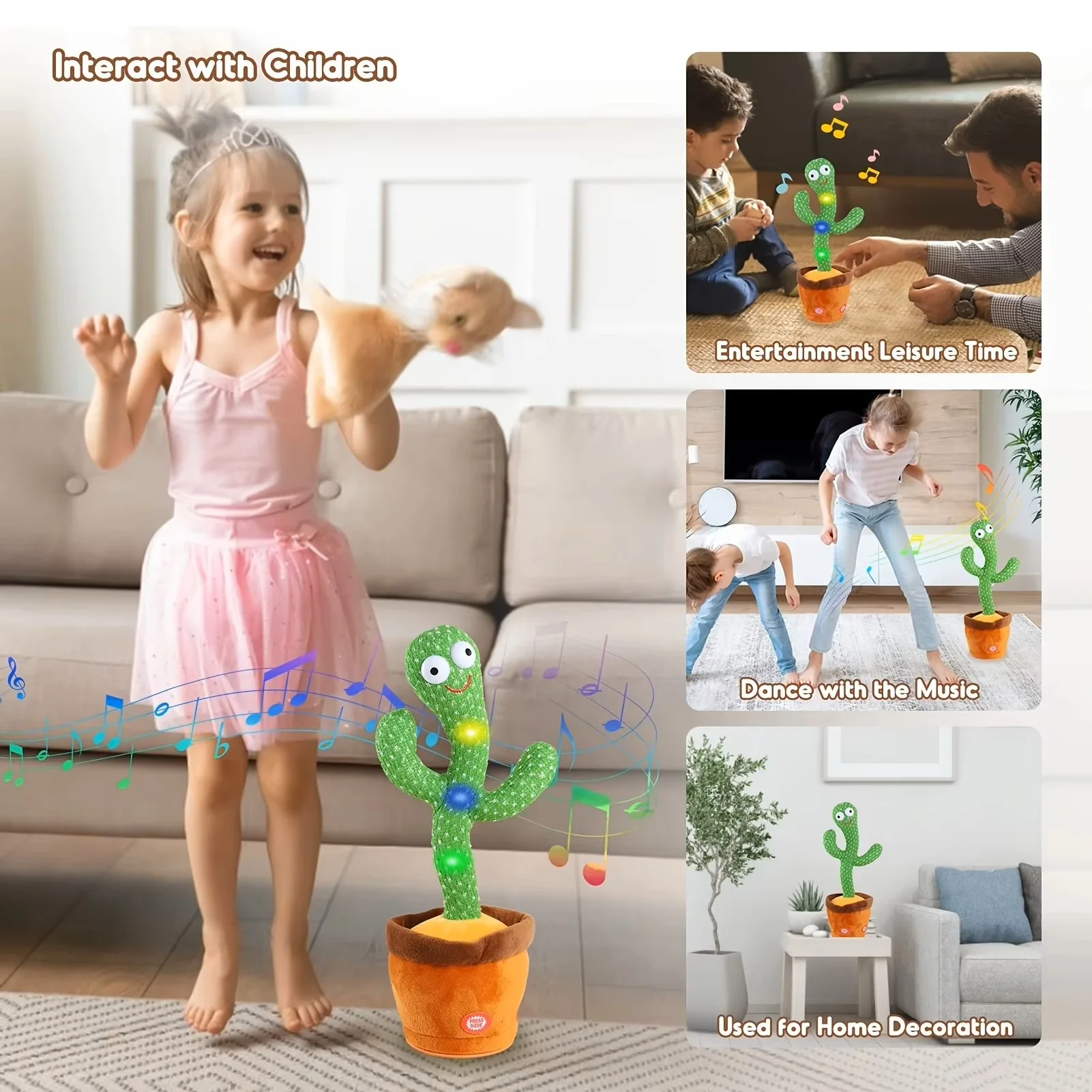Dancing Cactus Repeat Talking Toy โ Electronic Singing & Talking Plush - Image 9