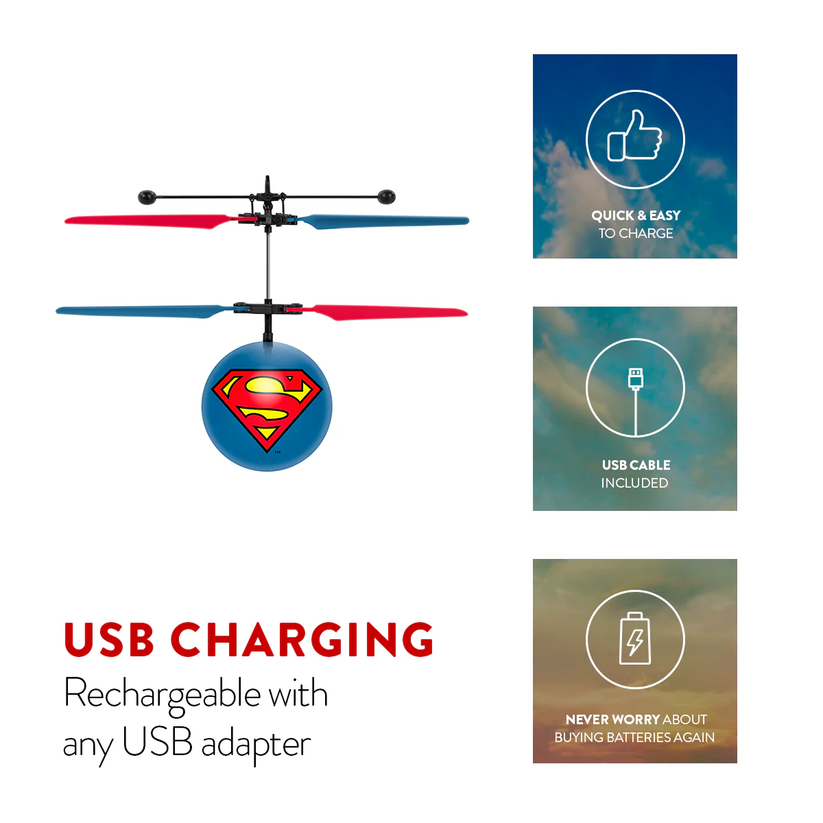 DC Justice League Superman IR UFO Ball Helicopter - Image 5
