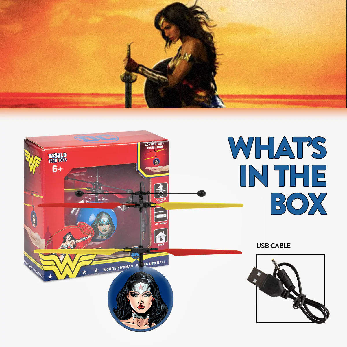 DC Justice League Wonder Woman IR UFO Ball Helicopter - Image 3