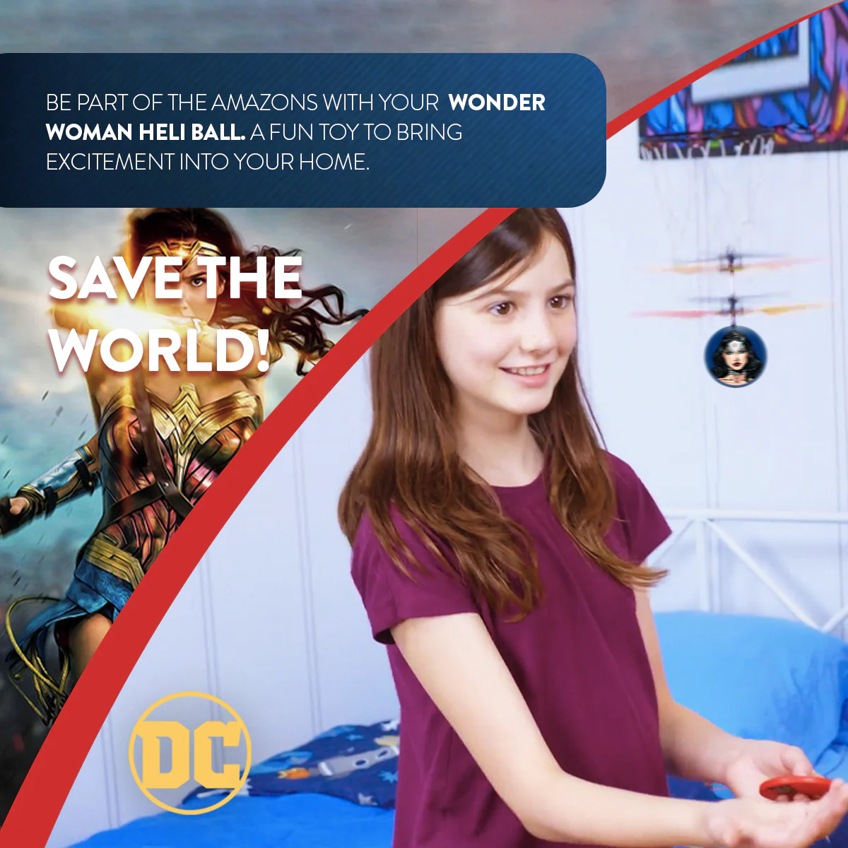 DC Justice League Wonder Woman IR UFO Ball Helicopter - Image 4