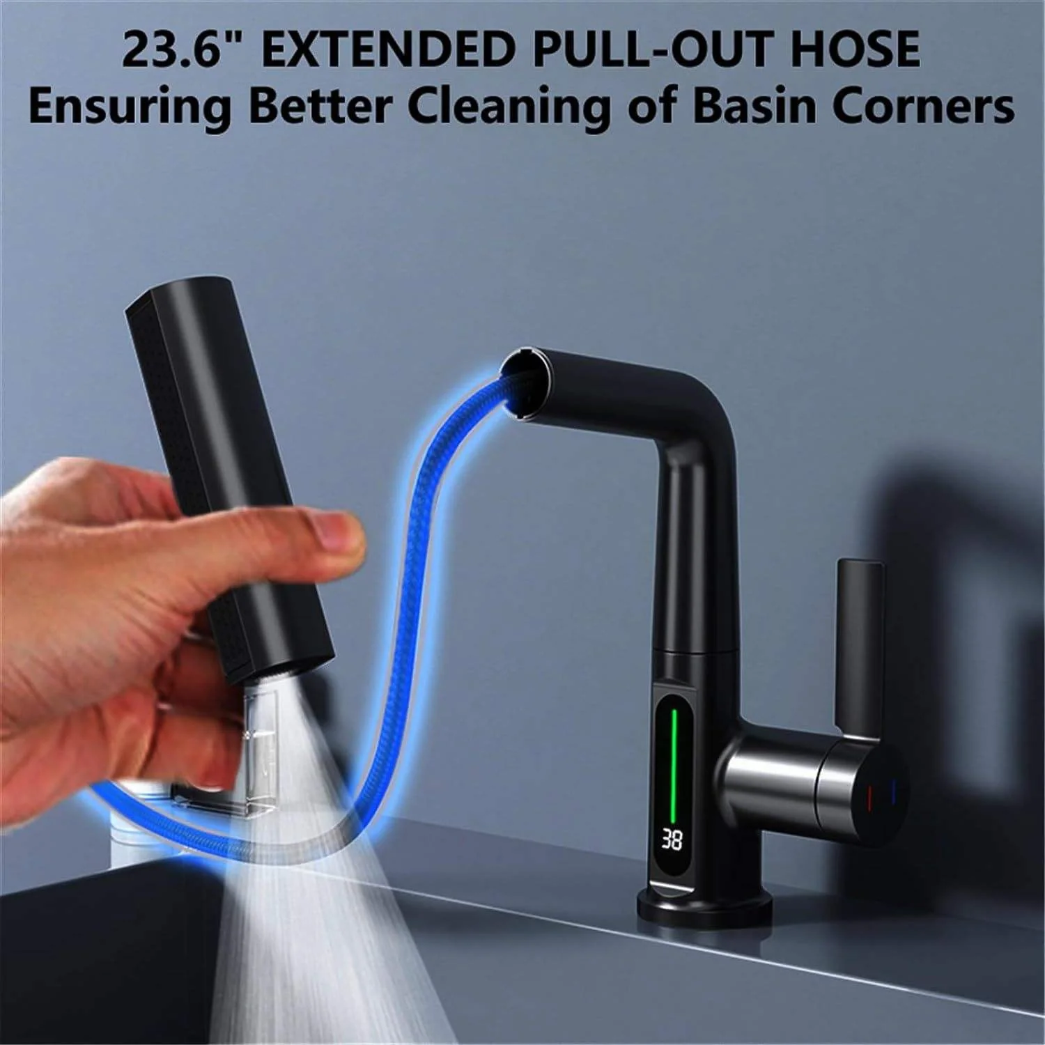 Digital Temperature Display Pull-Out Basin Faucet - Image 4