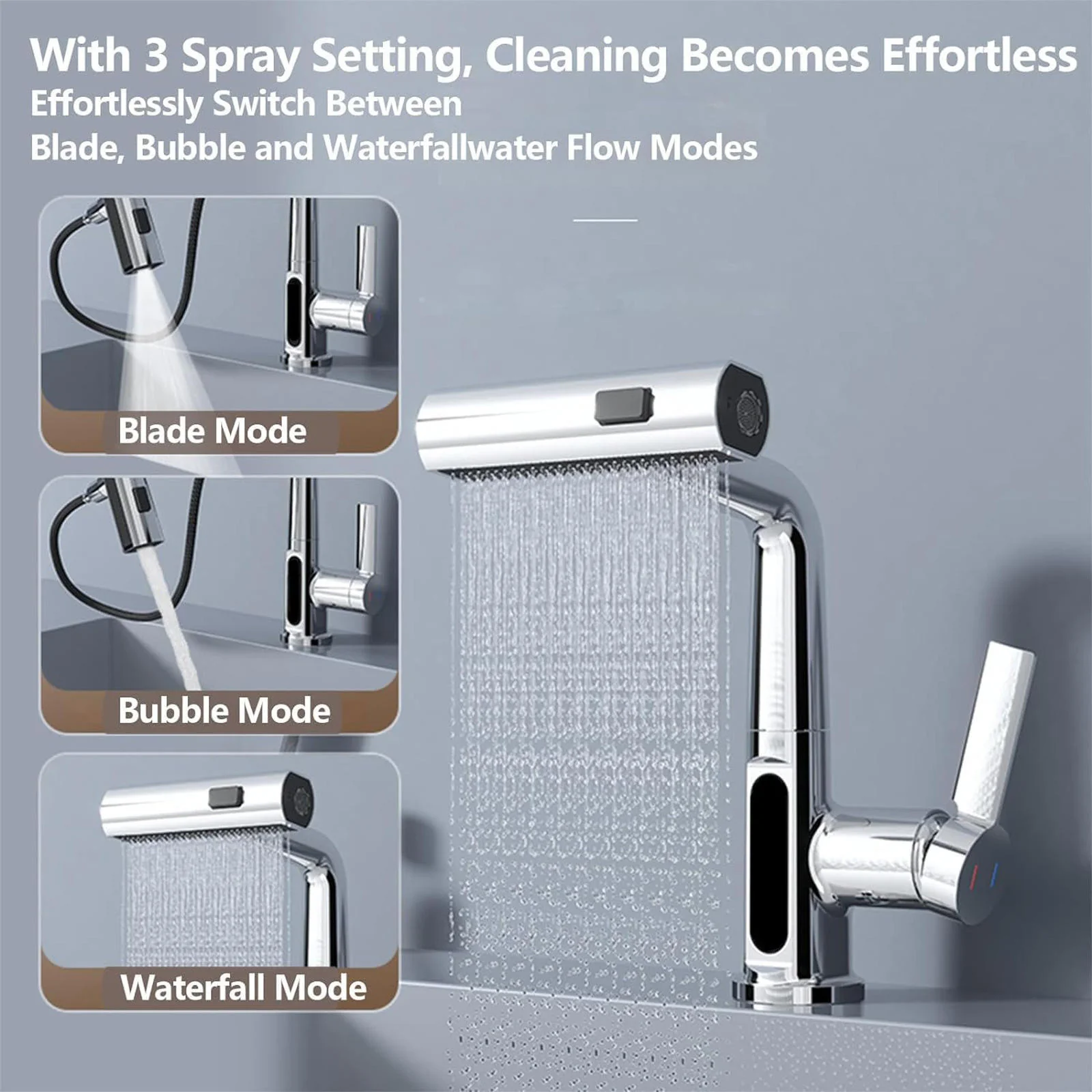 Digital Temperature Display Pull-Out Basin Faucet - Image 6
