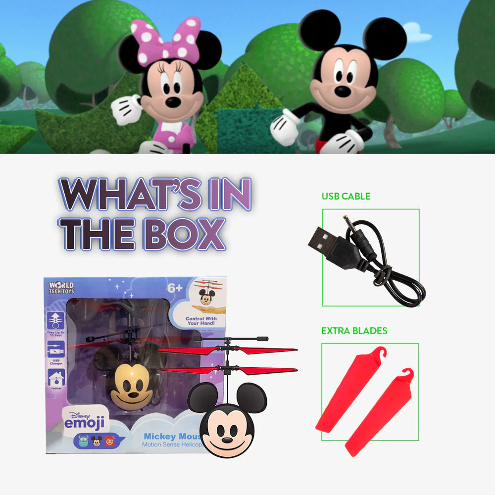 Disney Emoji Mickey Mouse IR UFO Ball Helicopter - Image 3