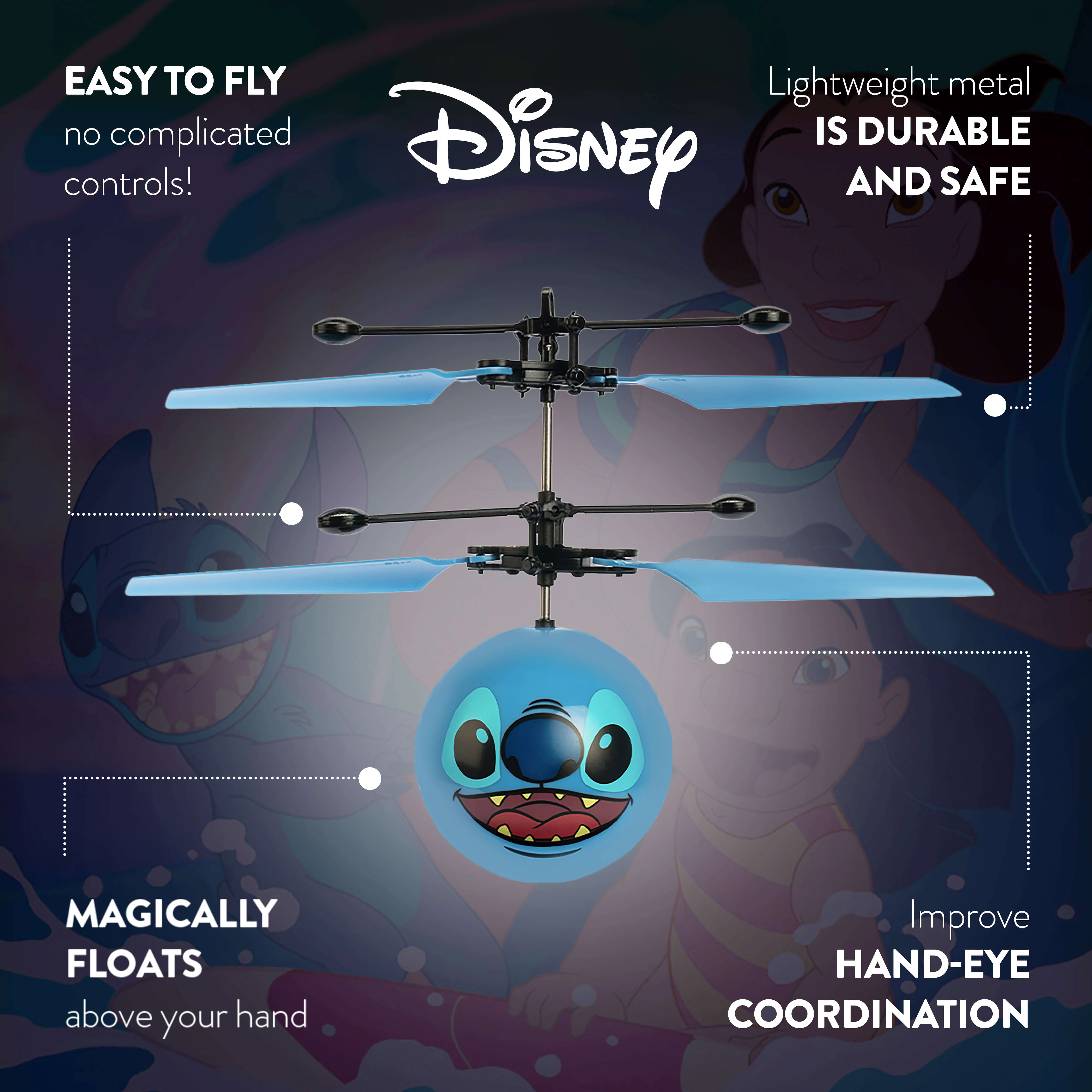 Disney Stitch Motion Sensing IR UFO Ball Helicopter - Image 2