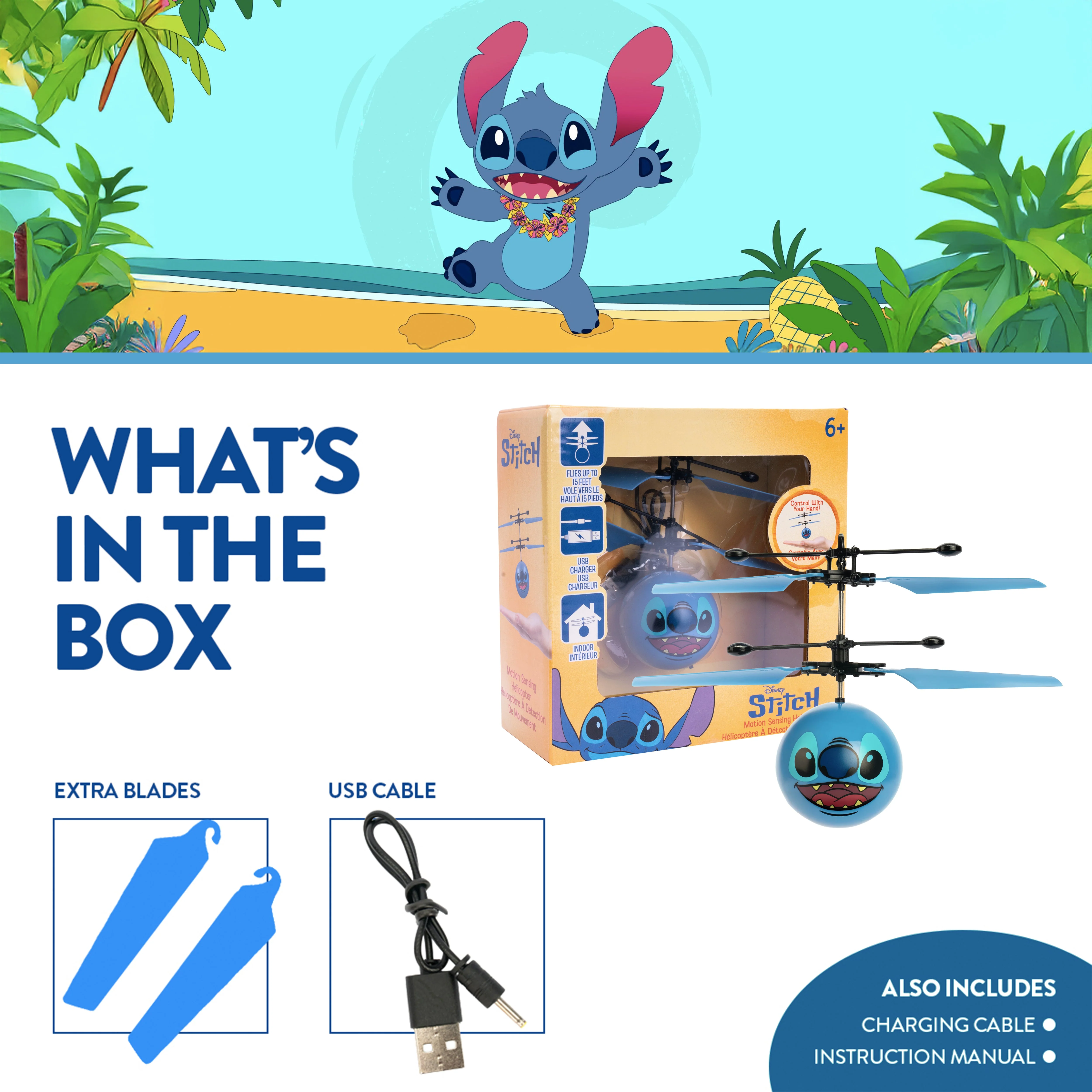 Disney Stitch Motion Sensing IR UFO Ball Helicopter - Image 3