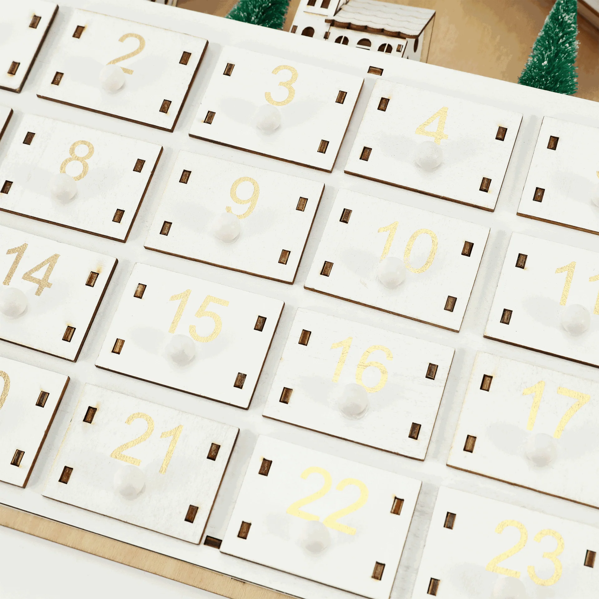 LED Light-Up Wooden Advent Calendar – 24-Day Christmas Countdown Decoration - Image 3