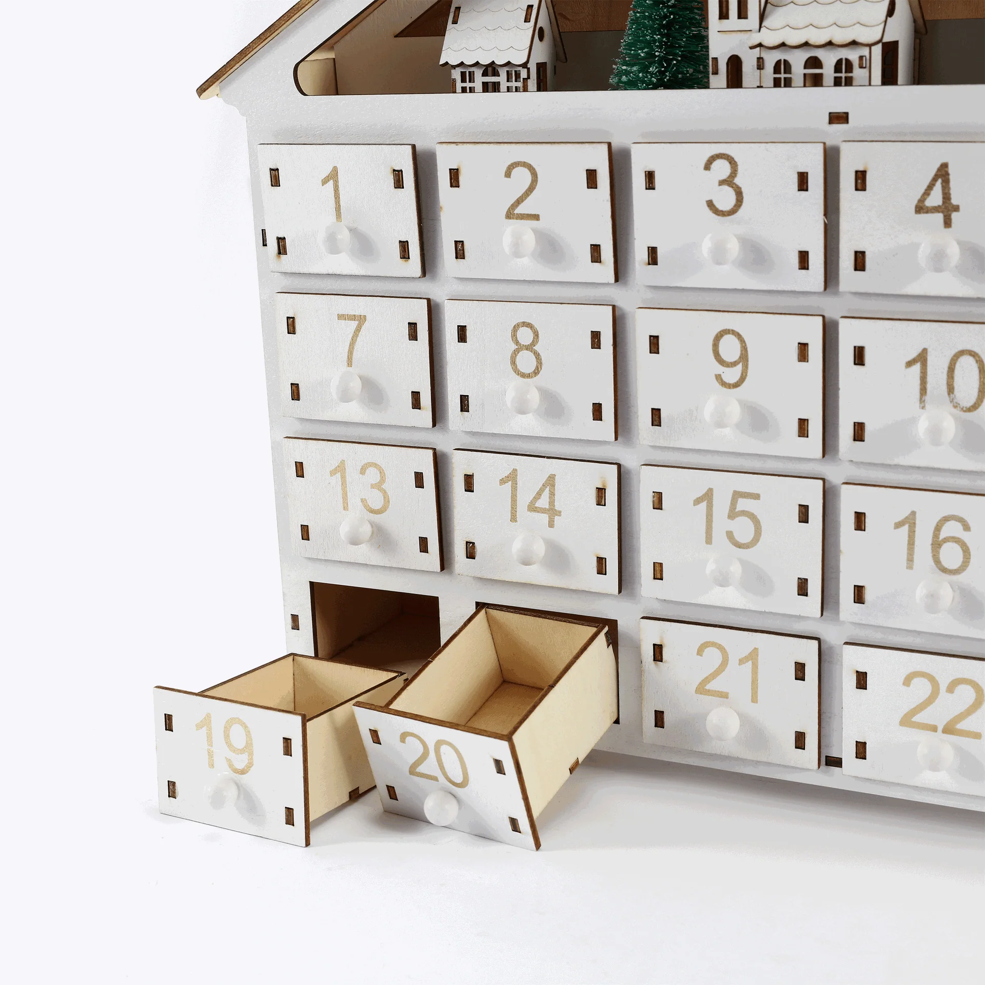 LED Light-Up Wooden Advent Calendar – 24-Day Christmas Countdown Decoration - Image 4