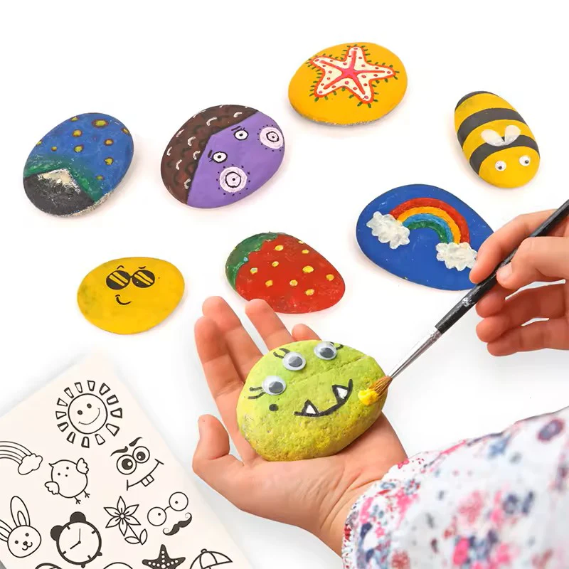 DIY Stone Painting Kit for Kids – Creative Rock Art Pebbles Set with Waterproof Paints – Educational Arts & Crafts Activity for Boys and Girls Ages 4-12 - Image 2