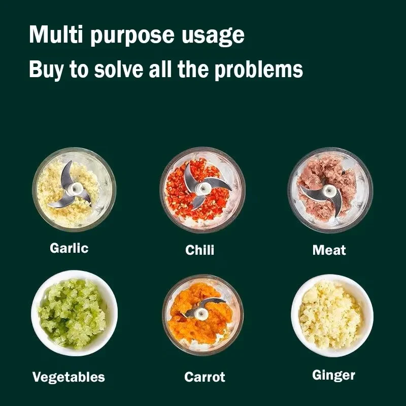 Electric Garlic Press & Vegetable Chopper - Portable Mini Food Processor & Meat Grinder - USB Rechargeable Onion & Pepper Mincer - Image 3