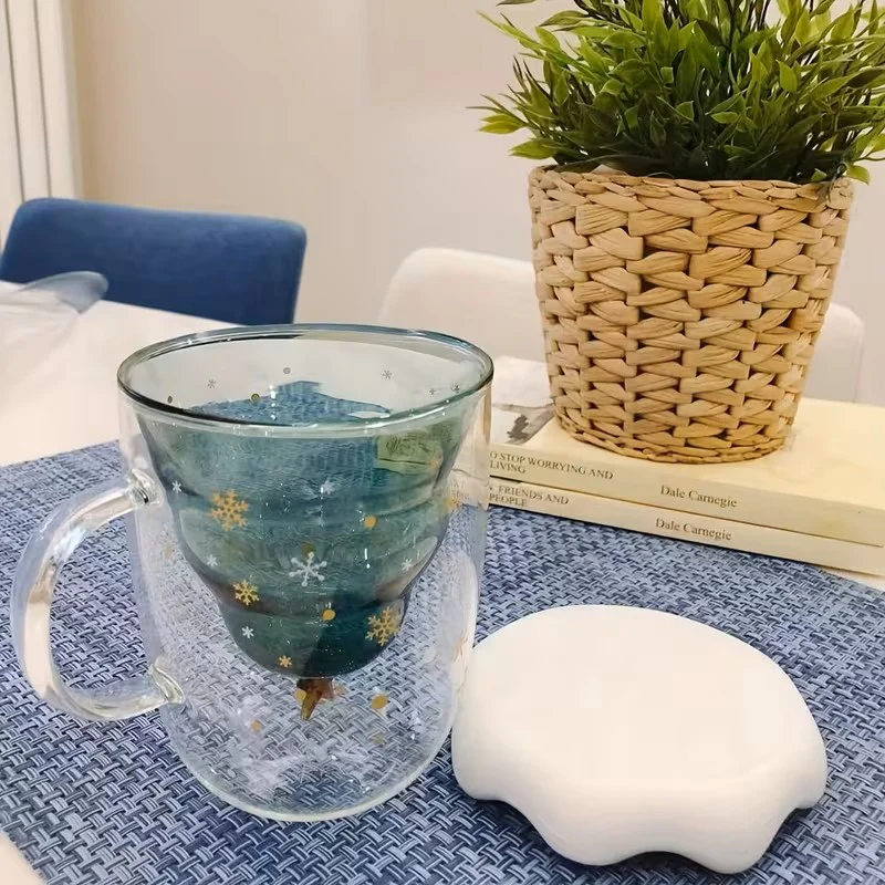 Elegant Christmas Glass Coffee Cup - Image 2