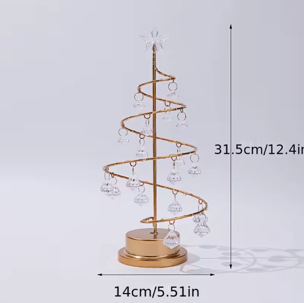 Elegant Metal Christmas Tree Lamp β Warm White LED with Crystal Ornaments - Image 4