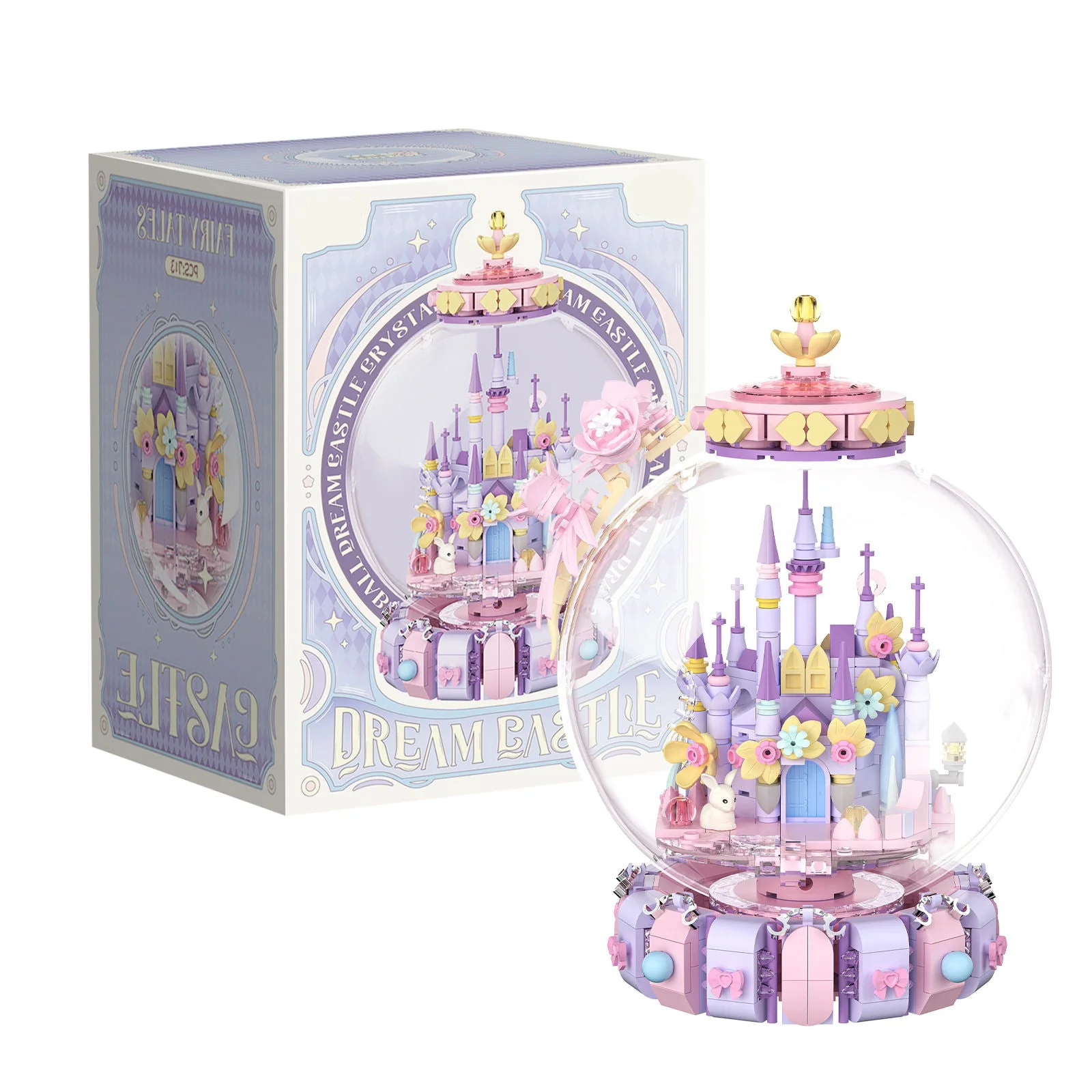 Enchanted Crystal Castle Building Set – Fantasy Rotating DIY Display Globe