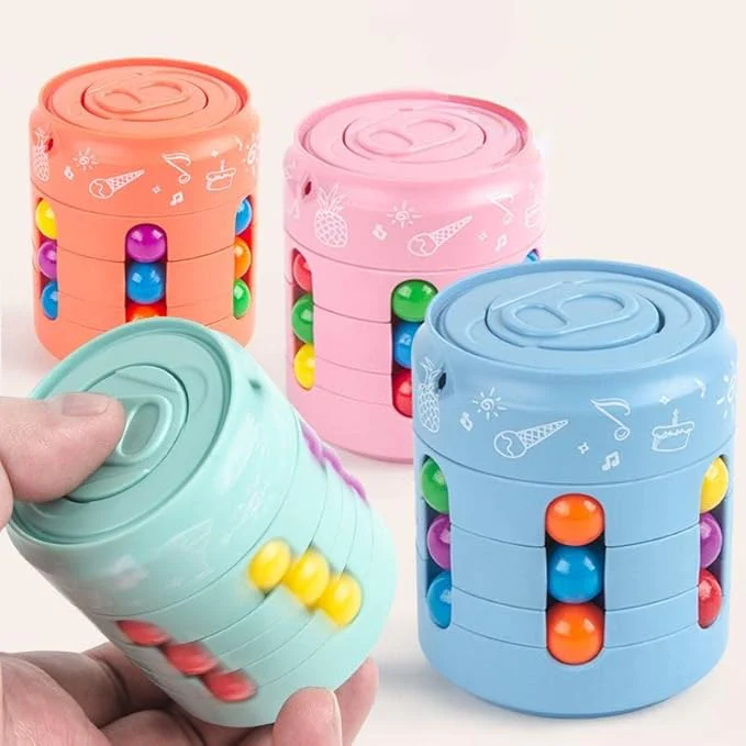 Fidget Spinners Magic Bean Coke Cube – Rotating Color Puzzle Toy for Stress Relief & Focus