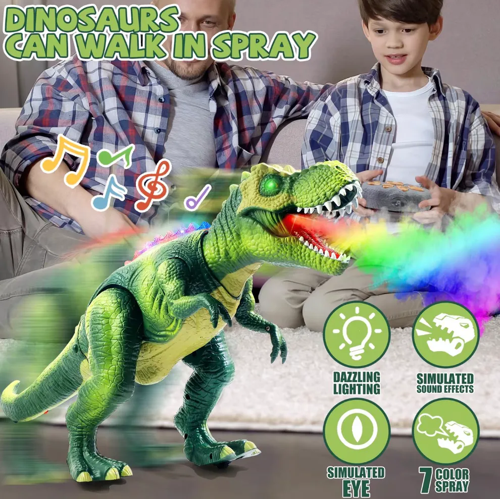Fire-Breathing Dinosaur Toy – Walking, Roaring, Light-Up Action Figure - Image 2