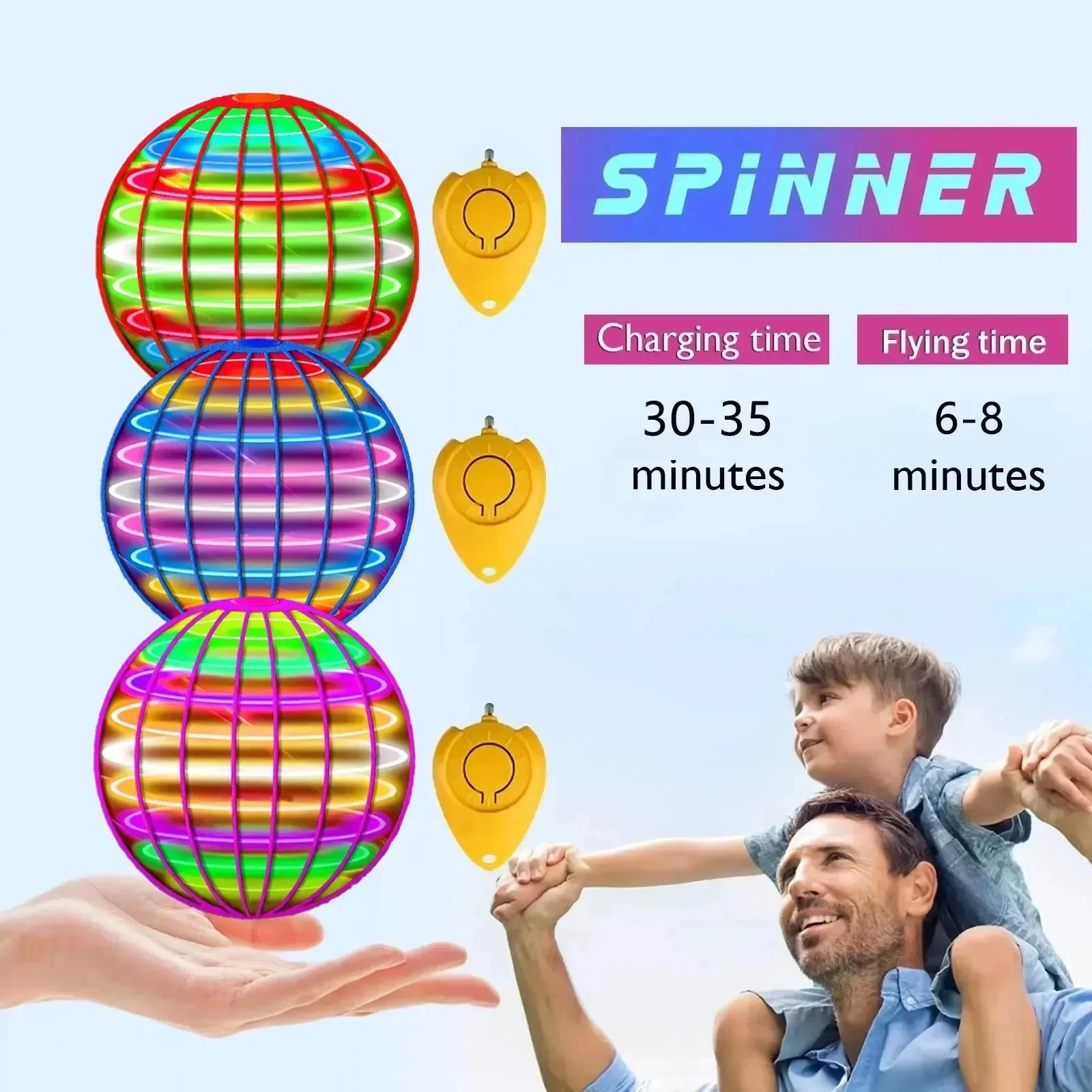 Flying Boomerang UFO Spinner – Hand-Controlled 360° LED Hover Ball - Image 2