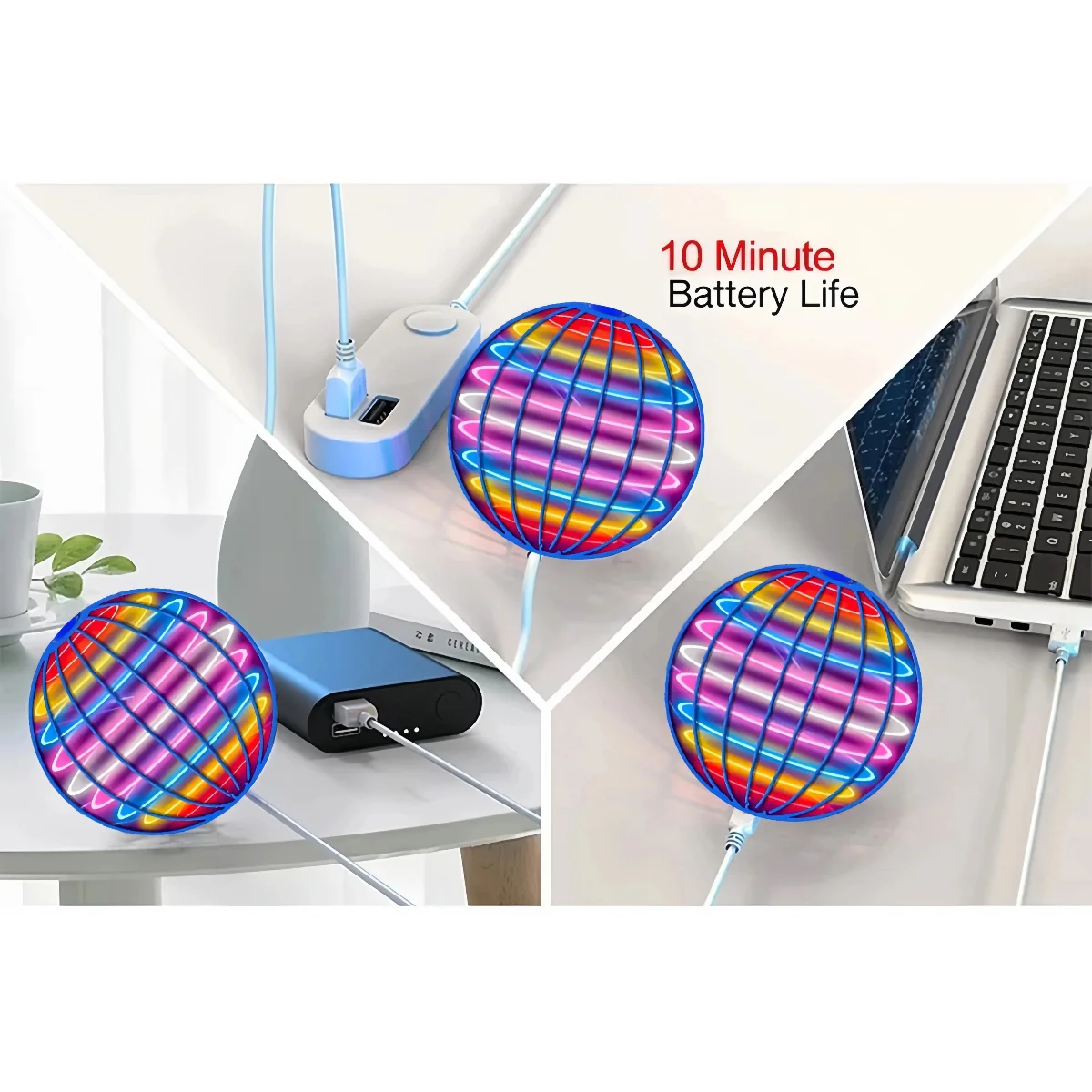 Flying Boomerang UFO Spinner – Hand-Controlled 360° LED Hover Ball - Image 4