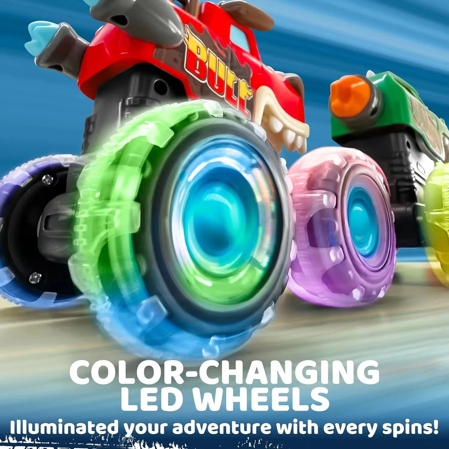 Glowing Monster Truck Set – 3 Press & Go Light-Up Trucks - Image 4