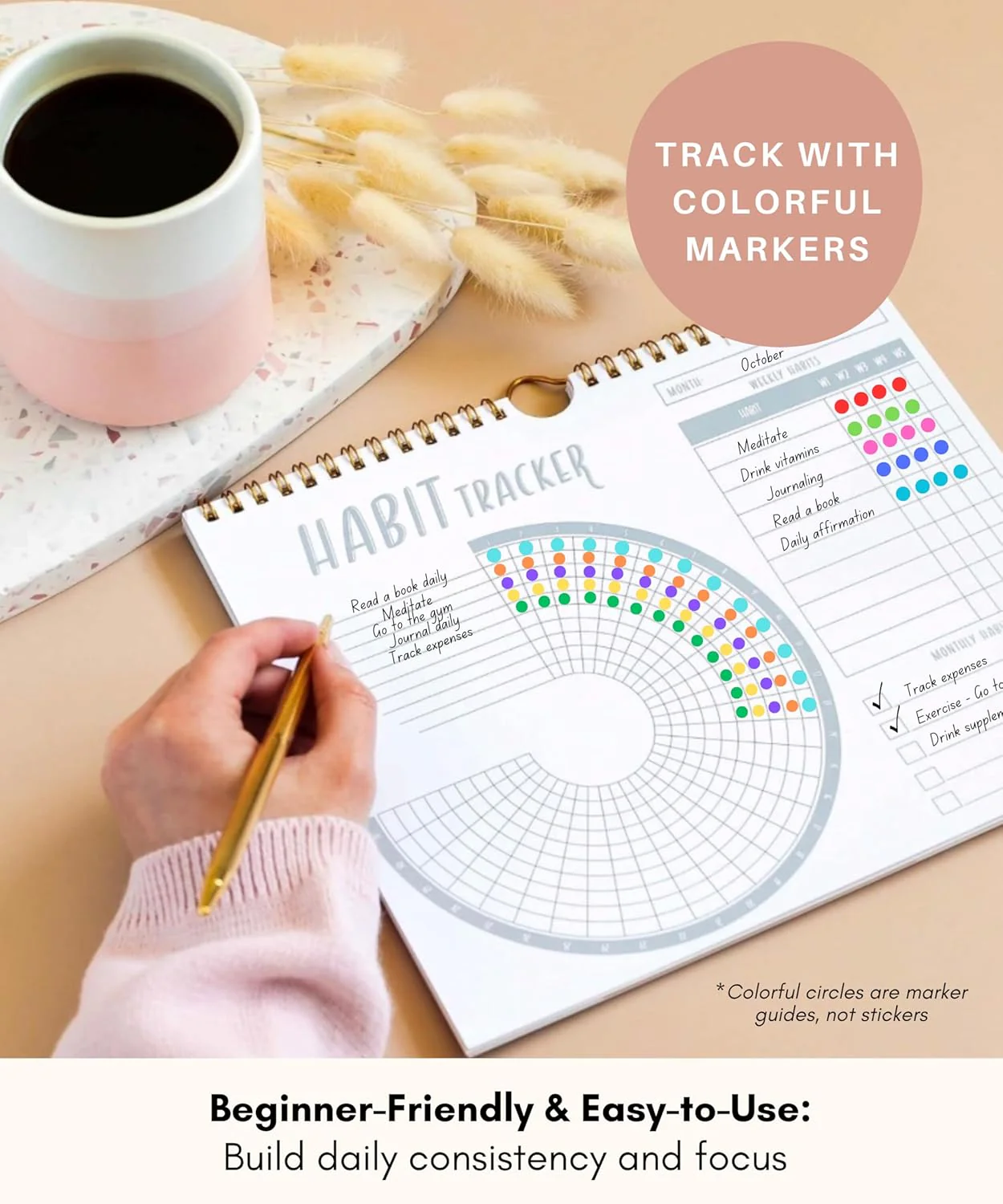 Habit Tracker Calendar – Undated Weekly & 12-Month Goal Journal - Image 3