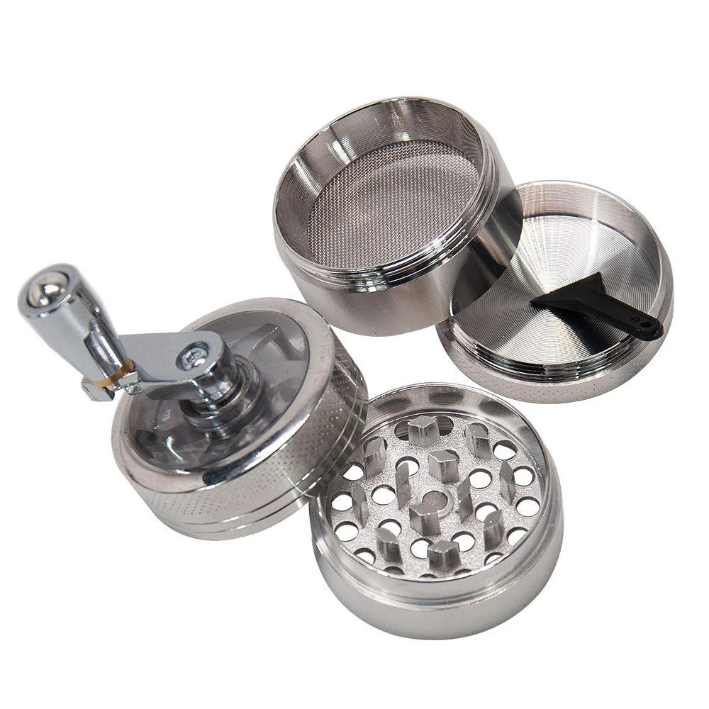Hand-cranking Grinder 4-Part Spice Herb Grinders With Magnetic Lid - Image 5