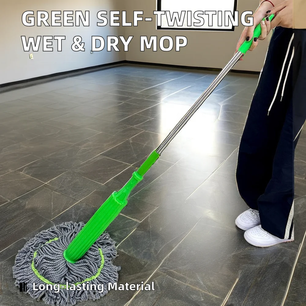 Hands-Free Rotating Microfiber Floor Mop