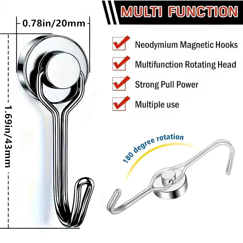 Heavy-Duty Magnetic Hooks (16mm / 20mm, Neodymium, Strong Pull) - Image 10
