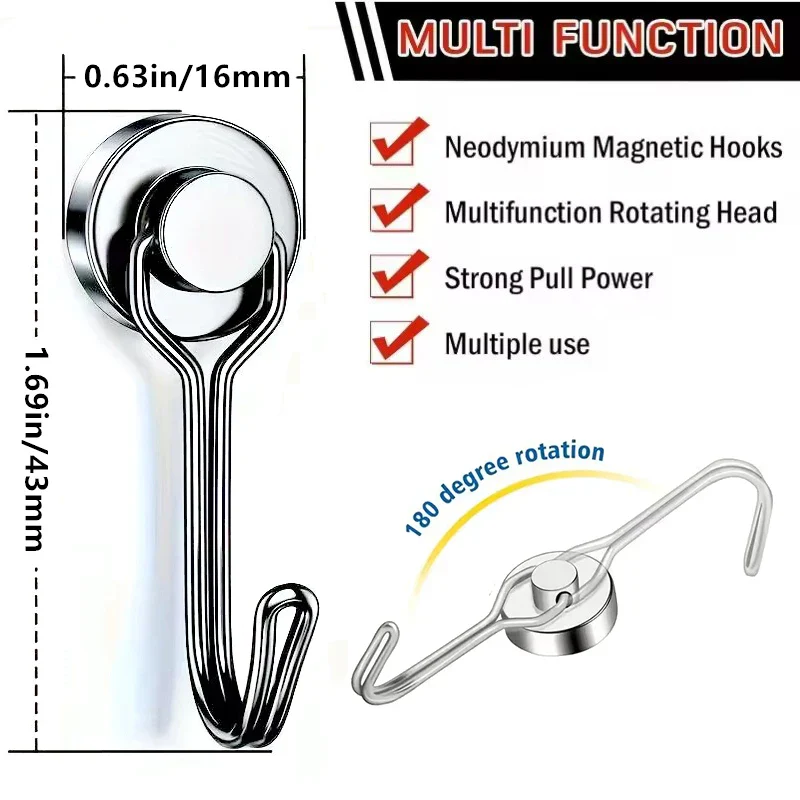 Heavy-Duty Magnetic Hooks (16mm / 20mm, Neodymium, Strong Pull) - Image 11
