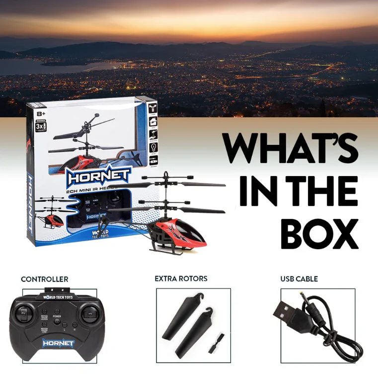 Hornet 2CH IR Helicopter – Mini Remote Control Indoor Drone with LED Lights & USB Recharge - Image 6