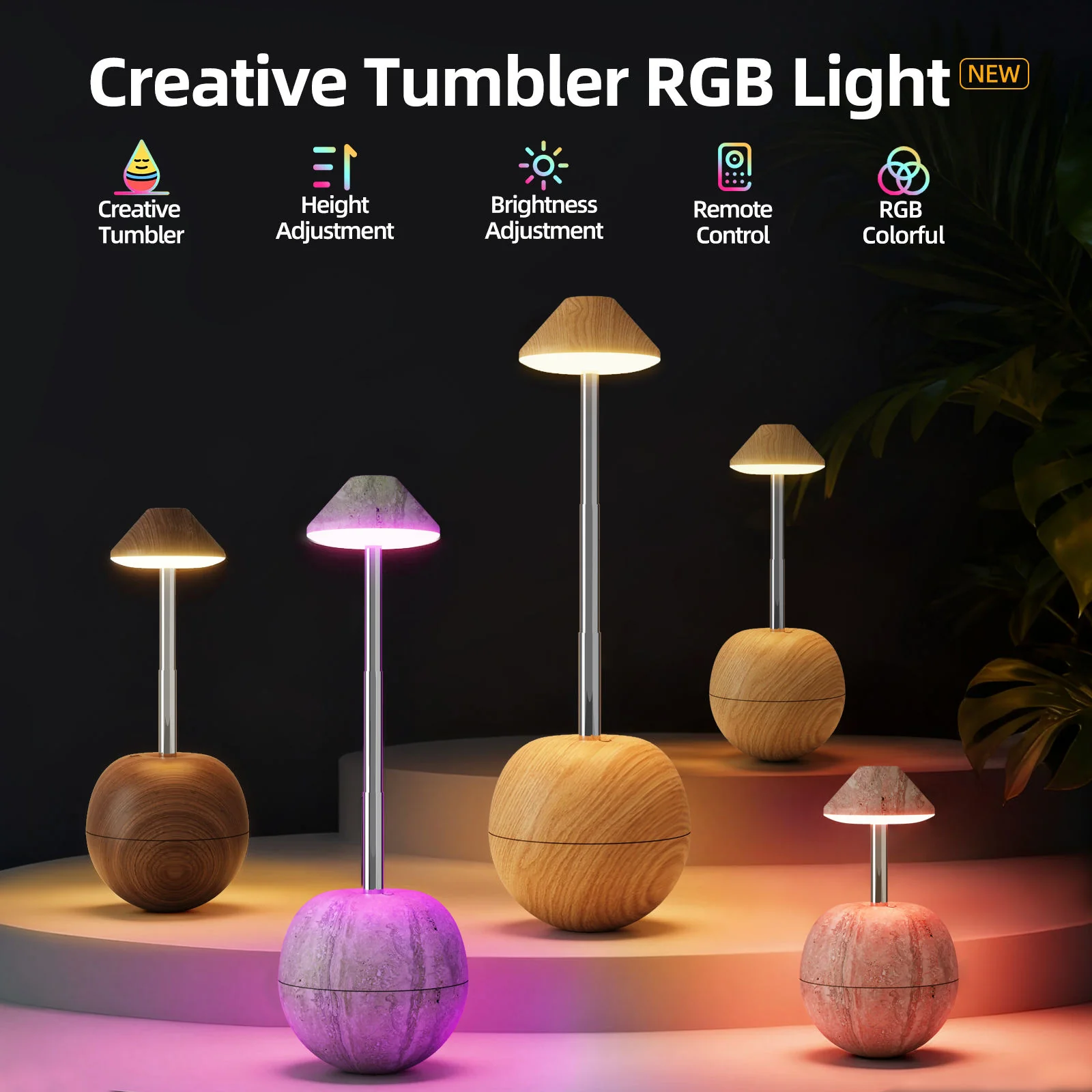 Interactive Tumbler RGB Lamp – Fun & Functional Color-Changing Desk Light – USB Rechargeable & Portable - Image 3
