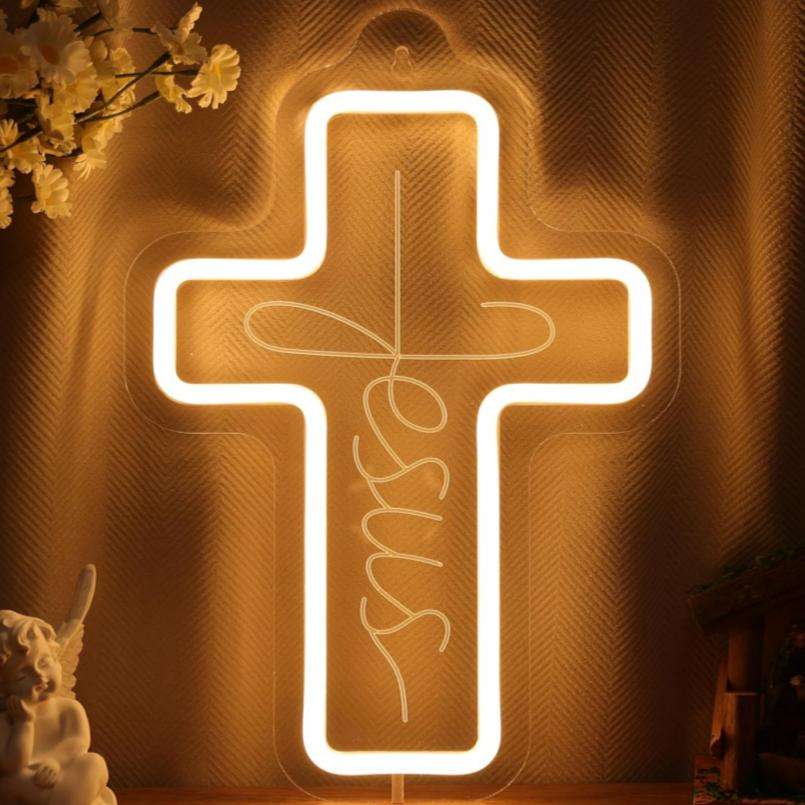 "Jesus" Neon Cross LED Sign - Image 2