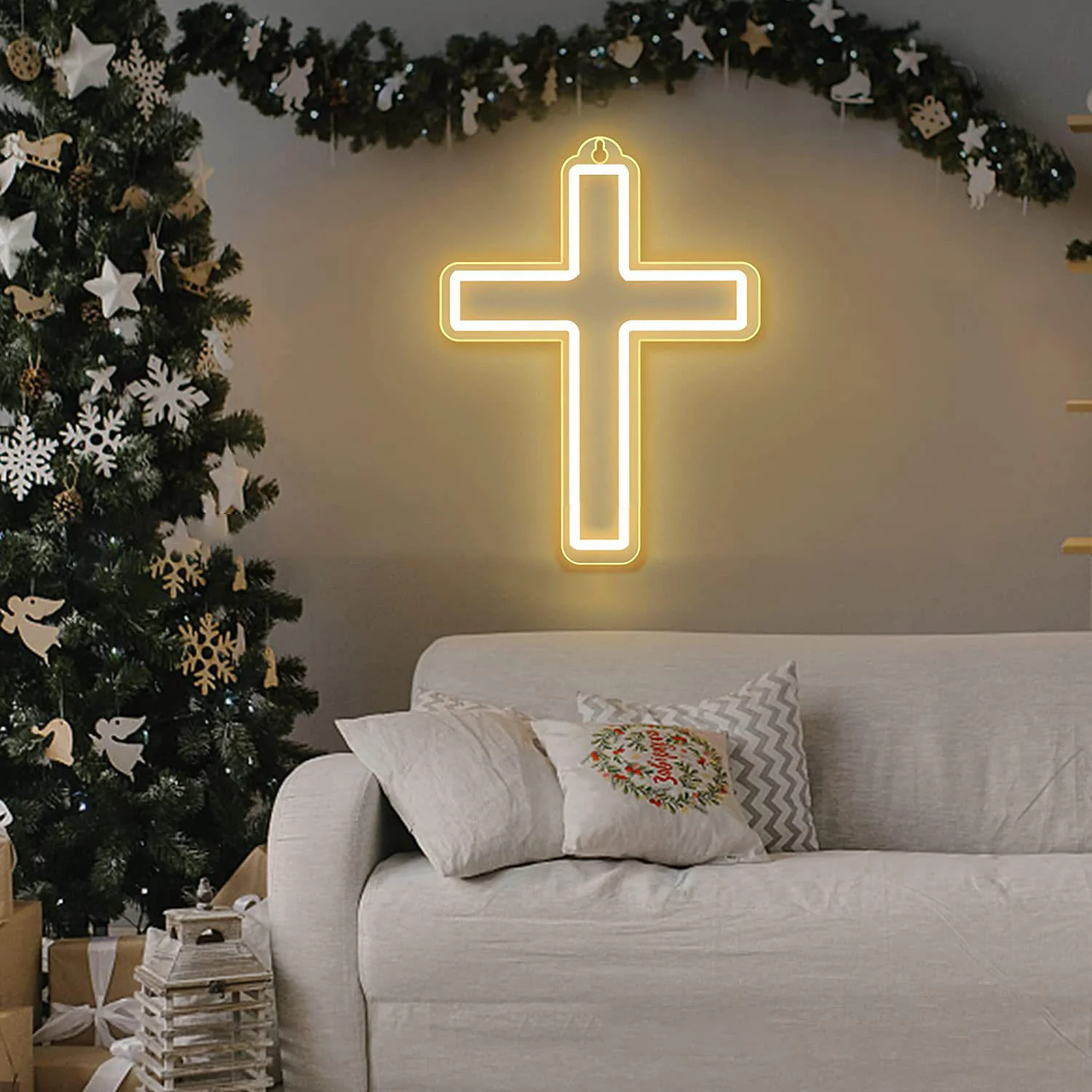 "Jesus" Neon Cross LED Sign - Image 4