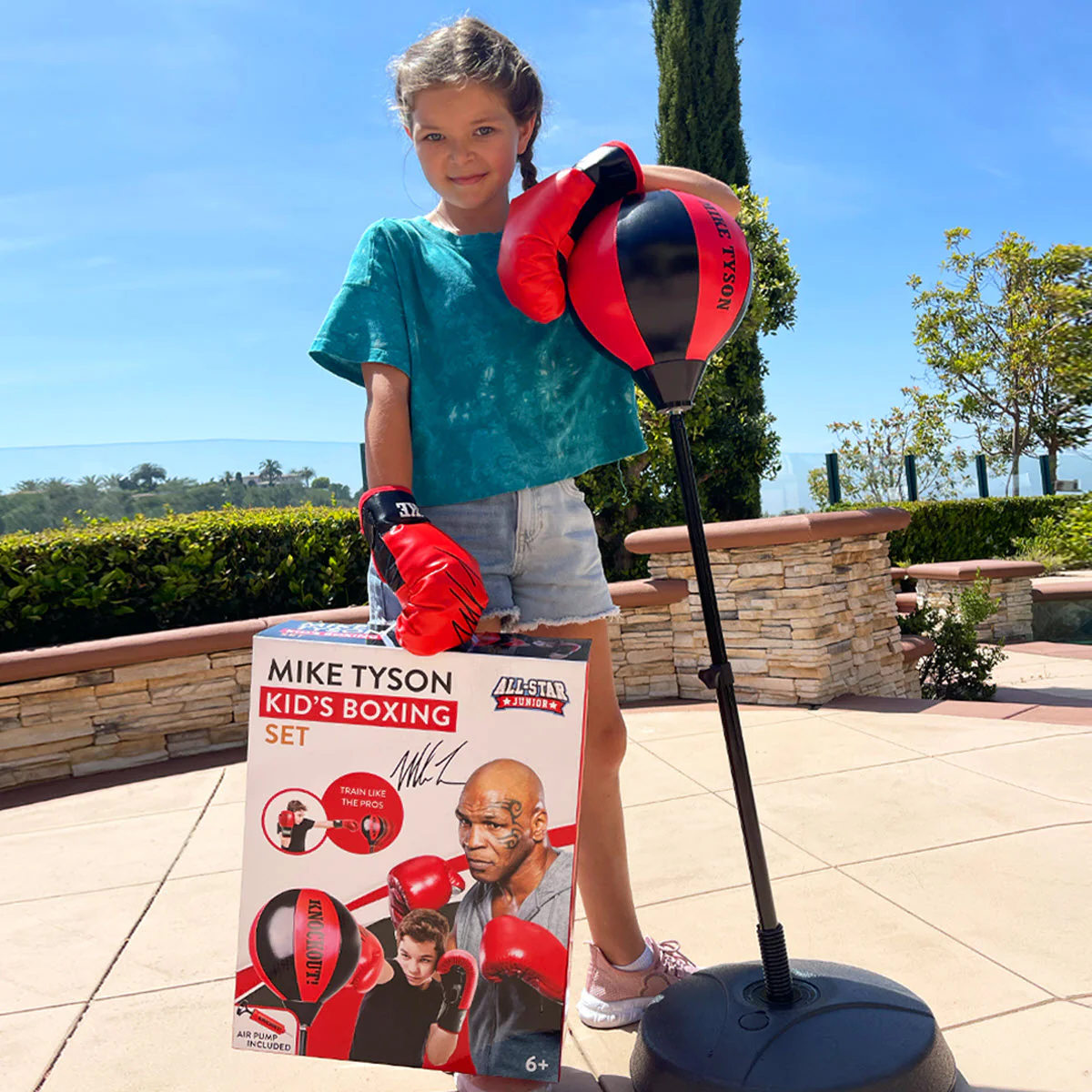 Kids Boxing Set with Gloves & Reflex Bag with Adjustable Height Stand - Image 3
