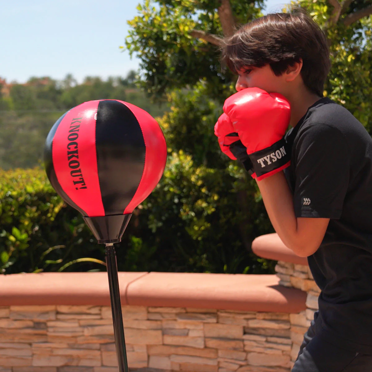 Kids Boxing Set with Gloves & Reflex Bag with Adjustable Height Stand - Image 4