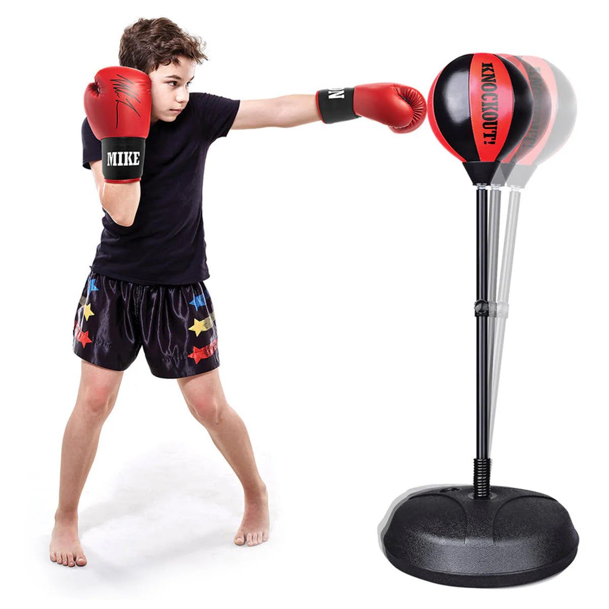 Kids Boxing Set with Gloves & Reflex Bag with Adjustable Height Stand - Image 5