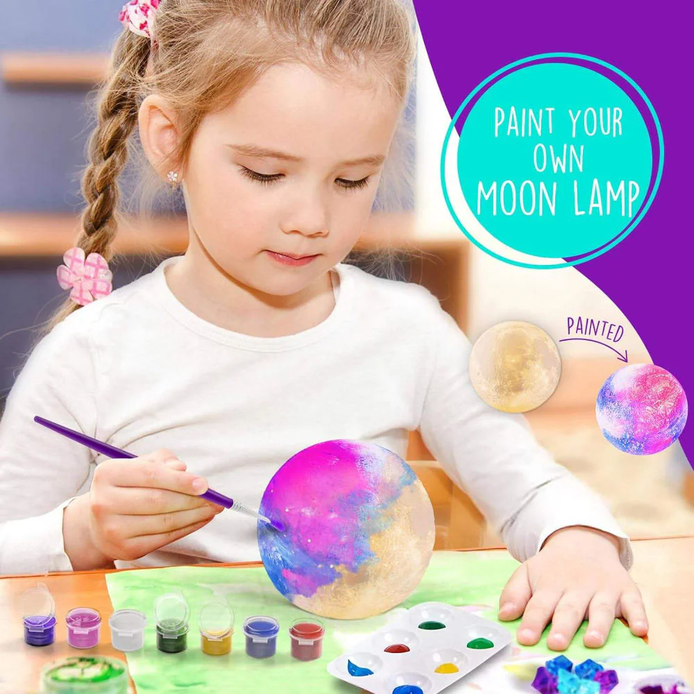 Kids Paint-Your-Own Moon Lamp Kit β Light-Up Galaxy Craft Set with Stand - Image 3