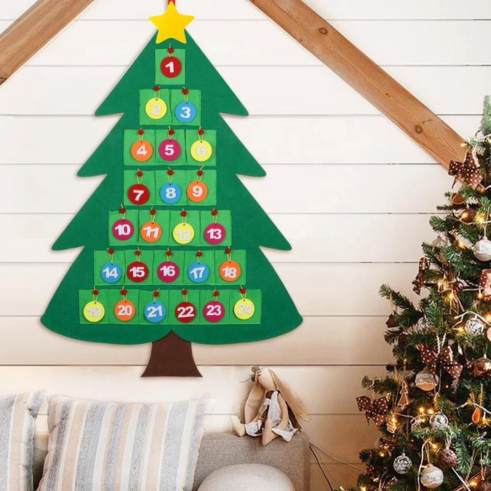Kids Toy Gift Felt Countdown Christmas Tree Advent Calendar – Wall Hanging Holiday Decoration for Children - Image 4