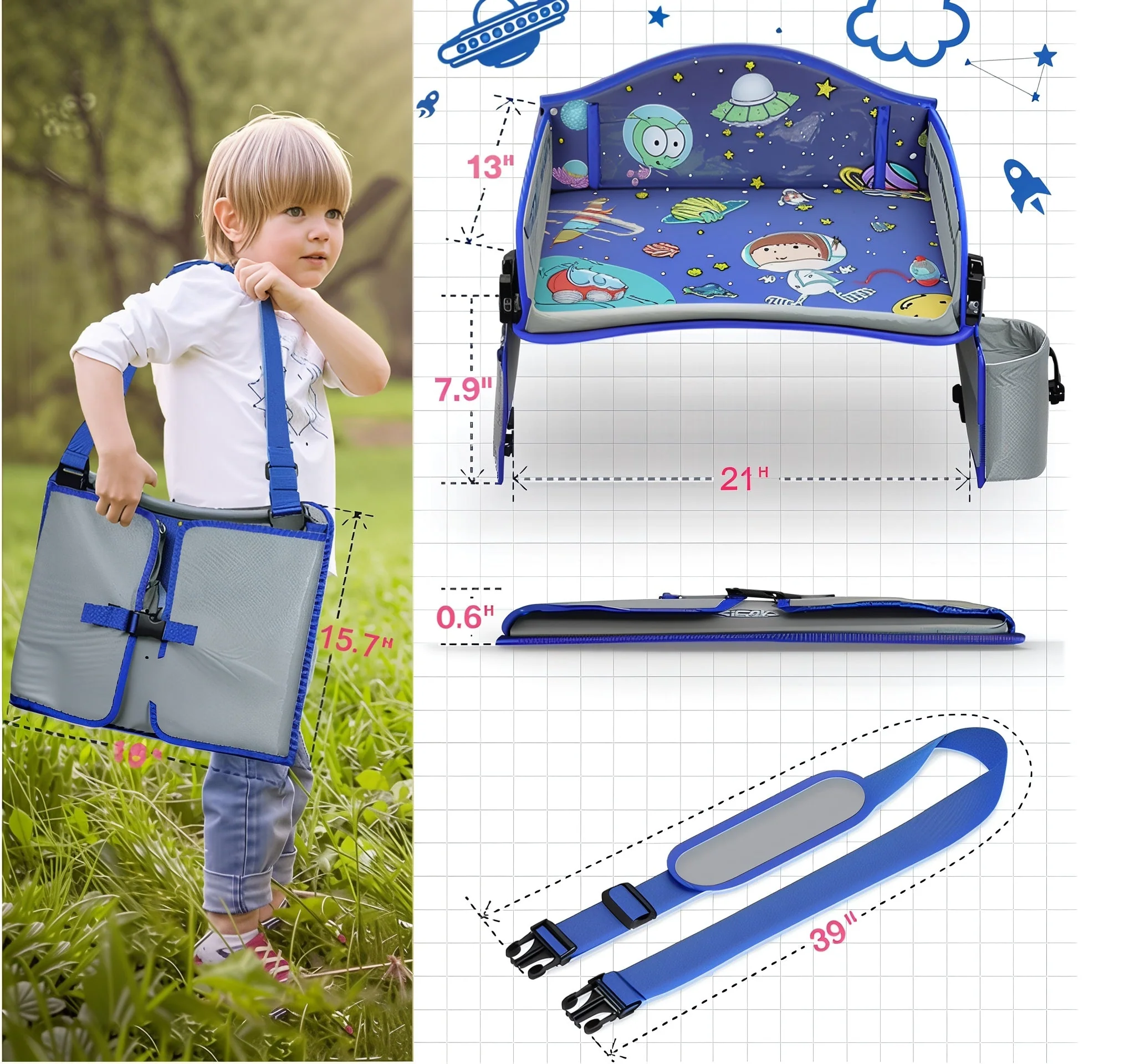 Kids Travel Tray for Car – Toddler Lap Desk & Organizer for Road Trips, Airplane & Car Seat - Image 4