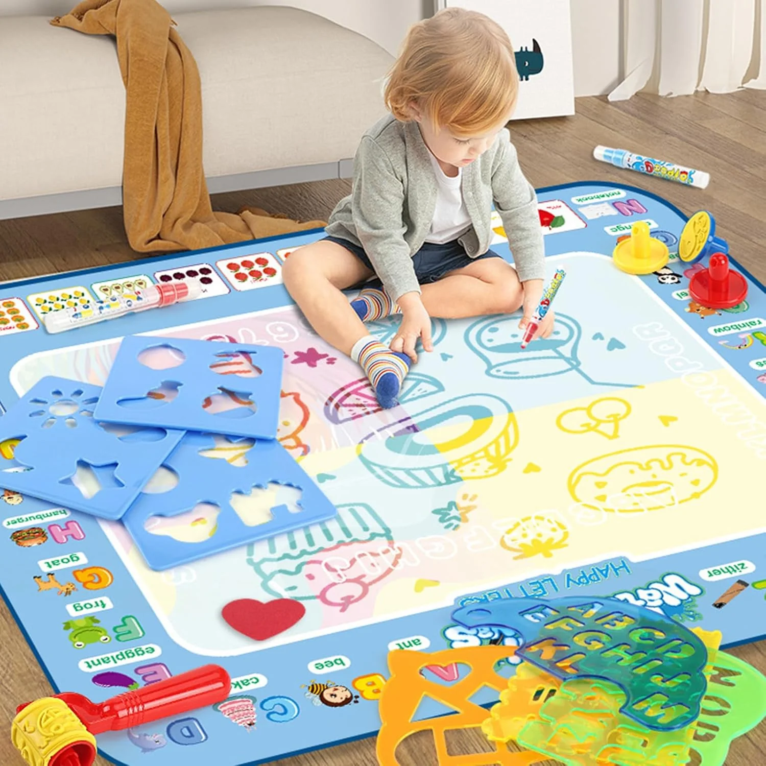 Large Water Doodle Mat – Reusable Mess-Free Drawing Play Mat (150 × 100 cm)