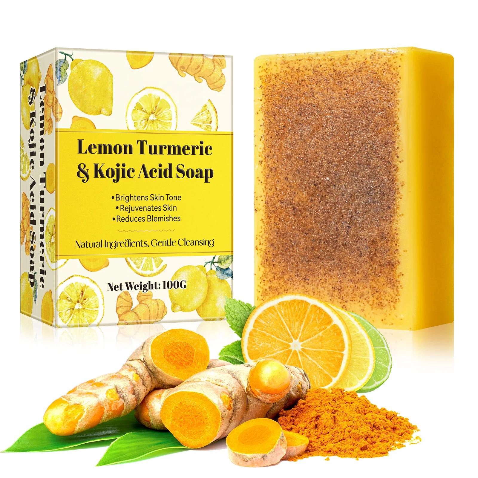 Lemon Turmeric & Kojic Acid Brightening Cleansing Bar