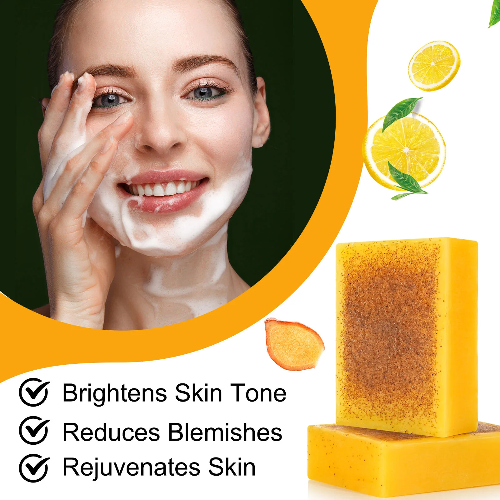 Lemon Turmeric & Kojic Acid Brightening Cleansing Bar - Image 6
