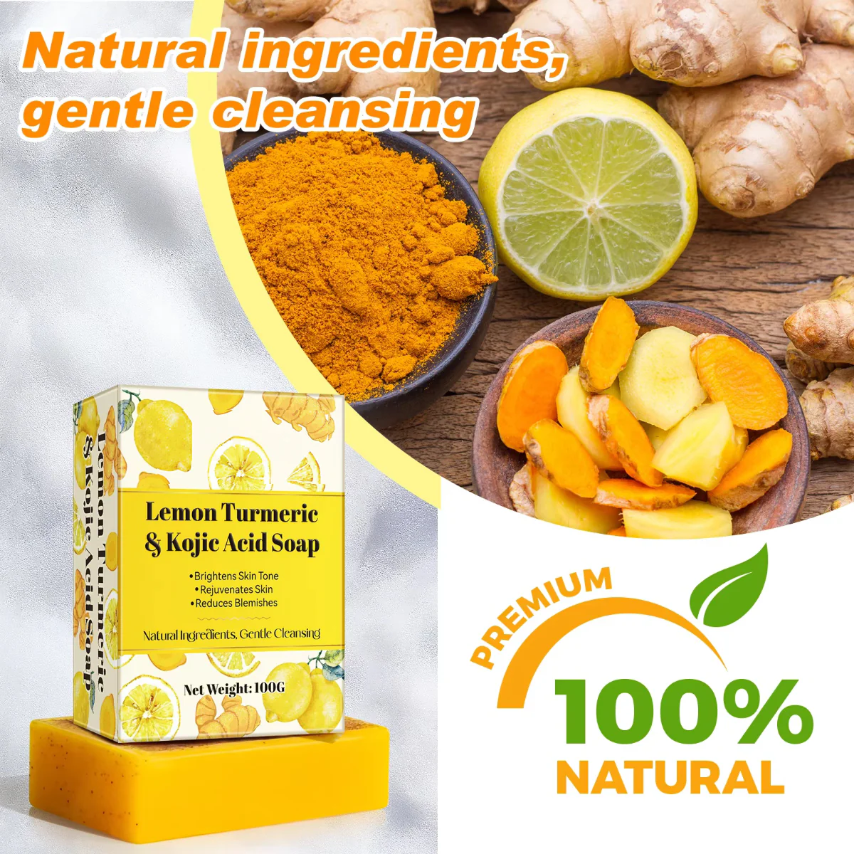 Lemon Turmeric & Kojic Acid Brightening Cleansing Bar - Image 7