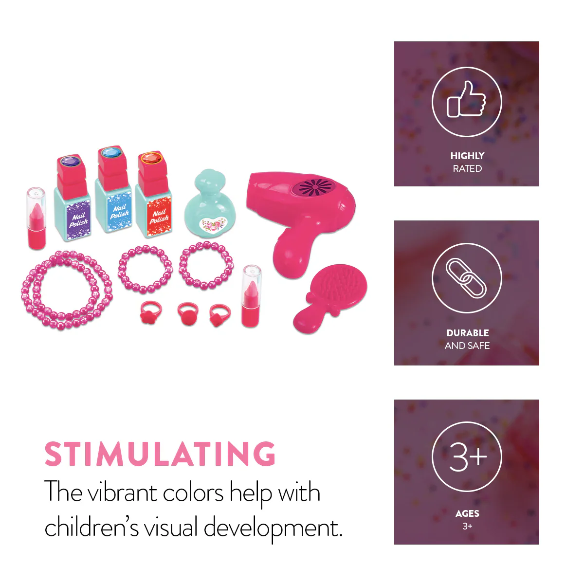 Lil’ Beauty Suitcase Playset – 24 Piece Kids Makeup & Styling Kit - Image 3