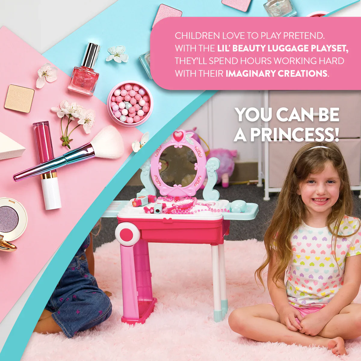 Lil’ Beauty Suitcase Playset – 24 Piece Kids Makeup & Styling Kit - Image 4