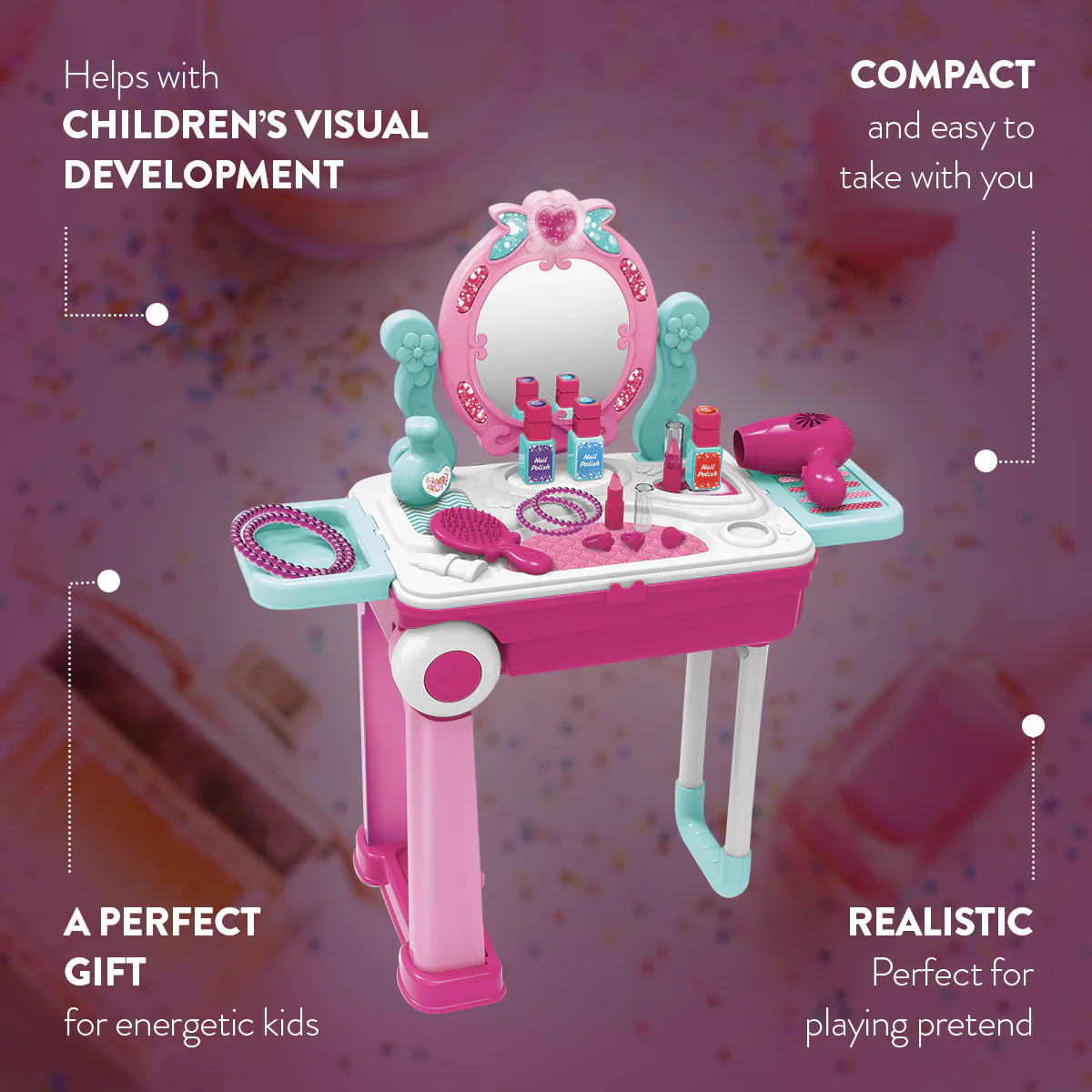 Lil’ Beauty Suitcase Playset – 24 Piece Kids Makeup & Styling Kit - Image 5