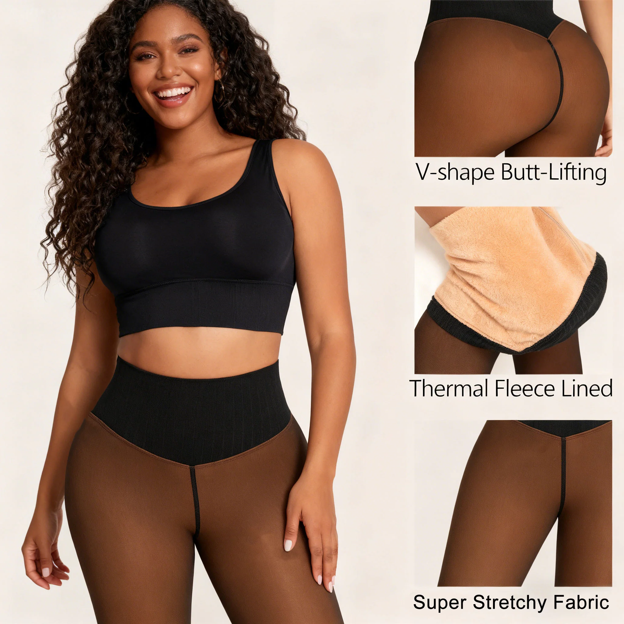 Magic Waist Snatch Fleece-Lined Shapewear Tights - Image 2